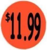 "$11.99" Price Sticker / Labels with 500 large 1-1/8" Round (Red) labels  per roll from $5.59* EA in 5 Pack.