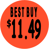 "$11.49 w/BEST BUY heading" Price Sticker / Labels with 500 large 1-1/8" Round (Red) labels  per roll from $5.59* EA in 5 Pack.
