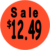 "$12.49 w/SALE heading" Price Sticker / Labels with 500 large 1-1/8" Round (Red) labels  per roll from $5.59* EA in 5 Pack.