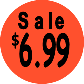 "$6.99 w/SALE heading" Price Sticker / Labels with 500 large 1-1/8" Round (Red) labels  per roll from $5.59* EA in 5 Pack.
