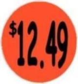 "$12.49" Price Sticker / Labels with 500 large 1-1/8" Round (Red) labels per roll from $5.59* EA in 5 Pack.