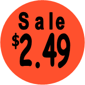 "$2.49 w/SALE heading" Price Sticker / Labels with 500 large 1-1/8" Round (Red) labels  per roll from $5.59* EA in 5 Pack.