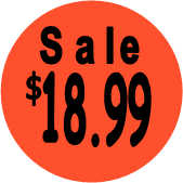 "$18.99 w/SALE heading" Price Sticker / Labels with 500 large 1-1/8" Round (Red) labels  per roll from $5.59* EA in 5 Pack.