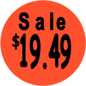 "$19.49 w/SALE heading" Price Sticker / Labels with 500 large 1-1/8" Round (Red) labels  per roll from $5.59* EA in 5 Pack.