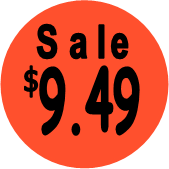 "$9.49 w/SALE heading" Price Sticker / Labels with 500 large 1-1/8" Round (Red) labels  per roll from $5.59* EA in 5 Pack.