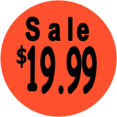 "$19.99 w/SALE heading" Price Sticker / Labels with 500 large 1-1/8" Round (Red) labels  per roll from $5.59* EA in 5 Pack.