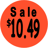 "$10.49 w/SALE heading" Price Sticker / Labels with 500 large 1-1/8" Round (Red) labels  per roll from $5.59* EA in 5 Pack.