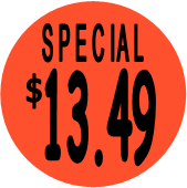 "$13.49 w/SPECIAL heading" Price Sticker / Labels with 500 large 1-1/8" Round (Red) labels  per roll from $5.59* EA in 5 Pack.