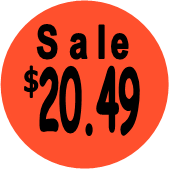 "$20.49 w/SALE heading" Price Sticker / Labels with 500 large 1-1/8" Round (Red) labels  per roll from $5.59* EA in 5 Pack.