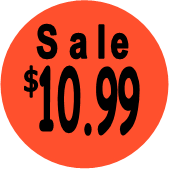 "$10.99 w/SALE heading" Price Sticker / Labels with 500 large 1-1/8" Round (Red) labels  per roll from $5.59* EA in 5 Pack.
