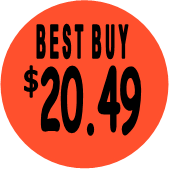 "$20.49 w/BEST BUY heading" Price Sticker / Labels with 500 large 1-1/8" Round (Red) labels  per roll from $5.59* EA in 5 Pack.