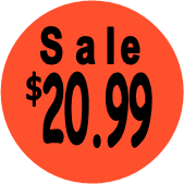 "$20.99 w/SALE heading" Price Sticker / Labels with 500 large 1-1/8" Round (Red) labels  per roll from $5.59* EA in 5 Pack.