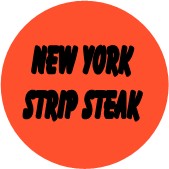 "NEW YORK STRIP STEAK" Meat Sticker / Labels with 500 large 1-1/8" Round (Red) labels per roll from $5.59* EA in 5 Pack.