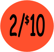 "2/$10" Price Sticker / Labels with 500 large 1-1/8" Round (Red) labels per roll from $5.59* EA in 5 Pack.