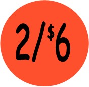 "2/$6" Price Sticker / Labels with 500 large 1-1/8" Round (Red) labels per roll from $5.59* EA in 5 Pack.