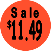 "$11.49 w/SALE heading" Price Sticker / Labels with 500 large 1-1/8" Round (Red) labels  per roll from $5.59* EA in 5 Pack.