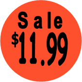 "$11.99 w/SALE heading" Price Sticker / Labels with 500 large 1-1/8" Round (Red) labels  per roll from $5.59* EA in 5 Pack.
