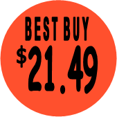 "$21.49 w/BEST BUY heading" Price Sticker / Labels with 500 large 1-1/8" Round (Red) labels  per roll from $5.59* EA in 5 Pack.