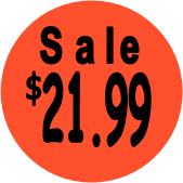 "$21.99 w/SALE heading" Price Sticker / Labels with 500 large 1-1/8" Round (Red) labels  per roll from $5.59* EA in 5 Pack.