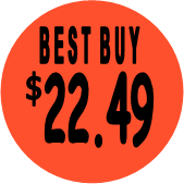 "$22.49 w/BEST BUY heading" Price Sticker / Labels with 500 large 1-1/8" Round (Red) labels  per roll from $5.59* EA in 5 Pack.