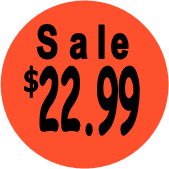 "$22.99 w/SALE heading" Price Sticker / Labels with 500 large 1-1/8" Round (Red) labels  per roll from $5.59* EA in 5 Pack.