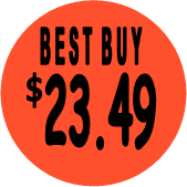 "$23.49 w/BEST BUY heading" Price Sticker / Labels with 500 large 1-1/8" Round (Red) labels  per roll from $5.59* EA in 5 Pack.