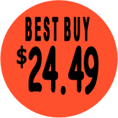 "$24.49 w/BEST BUY heading" Price Sticker / Labels with 500 large 1-1/8" Round (Red) labels  per roll from $5.59* EA in 5 Pack.