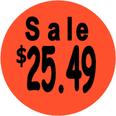 "$25.49 w/SALE heading" Price Sticker / Labels with 500 large 1-1/8" Round (Red) labels  per roll from $5.59* EA in 5 Pack.