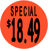 "$18.49 w/SPECIAL heading" Price Sticker / Labels with 500 large 1-1/8" Round (Red) labels  per roll from $5.59* EA in 5 Pack.
