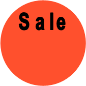 "BLANK w/Sale heading" Price Sticker / Labels with 500 large 1-1/8" Round (Red) labels per roll from $5.59* EA in 5 Pack.