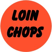 "LOIN CHOPS" Meat Sticker / Labels with 500 large 1-1/8" Round (Red) labels per roll from $5.59* EA in 5 Pack.