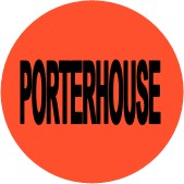 "PORTERHOUSE" Meat Sticker / Labels with 500 large 1-1/8" Round (Red) labels per roll from $5.59* EA in 5 Pack.
