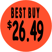 "$26.49 w/BEST BUY heading" Price Sticker / Labels with 500 large 1-1/8" Round (Red) labels  per roll from $5.59* EA in 5 Pack.