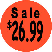 "$26.99 w/SALE heading" Price Sticker / Labels with 500 large 1-1/8" Round (Red) labels  per roll from $5.59* EA in 5 Pack.