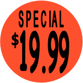 "$19.99 w/SPECIAL heading" Price Sticker / Labels with 500 large 1-1/8" Round (Red) labels  per roll from $5.59* EA in 5 Pack.