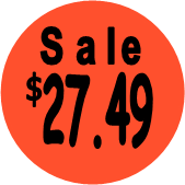 "$27.49 w/SALE heading" Price Sticker / Labels with 500 large 1-1/8" Round (Red) labels  per roll from $5.59* EA in 5 Pack.