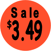 "$3.49 w/SALE heading" Price Sticker / Labels with 500 large 1-1/8" Round (Red) labels  per roll from $5.59* EA in 5 Pack.