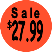 "$27.99 w/SALE heading" Price Sticker / Labels with 500 large 1-1/8" Round (Red) labels  per roll from $5.59* EA in 5 Pack.