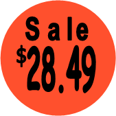 "$28.49 w/SALE heading" Price Sticker / Labels with 500 large 1-1/8" Round (Red) labels  per roll from $5.59* EA in 5 Pack.