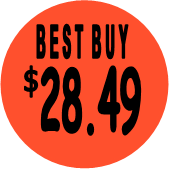 "$28.49 w/BEST BUY heading" Price Sticker / Labels with 500 large 1-1/8" Round (Red) labels  per roll from $5.59* EA in 5 Pack.