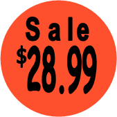 "$28.99 w/SALE heading" Price Sticker / Labels with 500 large 1-1/8" Round (Red) labels  per roll from $5.59* EA in 5 Pack.