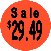 "$29.49 w/SALE heading" Price Sticker / Labels with 500 large 1-1/8" Round (Red) labels  per roll from $5.59* EA in 5 Pack.