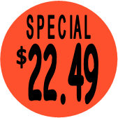 "$22.49 w/SPECIAL heading" Price Sticker / Labels with 500 large 1-1/8" Round (Red) labels  per roll from $5.59* EA in 5 Pack.