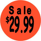 "$29.99 w/SALE heading" Price Sticker / Labels with 500 large 1-1/8" Round (Red) labels  per roll from $5.59* EA in 5 Pack.