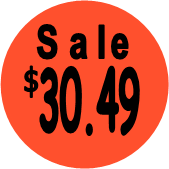 "$30.49 w/SALE heading" Price Sticker / Labels with 500 large 1-1/8" Round (Red) labels  per roll from $5.59* EA in 5 Pack.