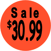 "$30.99 w/SALE heading" Price Sticker / Labels with 500 large 1-1/8" Round (Red) labels  per roll from $5.59* EA in 5 Pack.