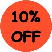 "10% OFF" Price-Store Sticker / Labels with 500 large 1-1/8" Round (Red) labels per roll from $5.59* EA in 5 Pack.