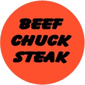 "BEEF CHUCK STEAK" Meat Sticker / Labels with 500 large 1-1/8" Round (Red) labels per roll from $5.59* EA in 5 Pack.