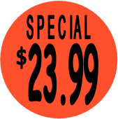 "$23.99 w/SPECIAL heading" Price Sticker / Labels with 500 large 1-1/8" Round (Red) labels  per roll from $5.59* EA in 5 Pack.