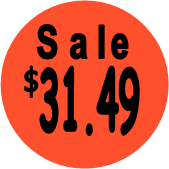 "$31.49 w/SALE heading" Price Sticker / Labels with 500 large 1-1/8" Round (Red) labels  per roll from $5.59* EA in 5 Pack.